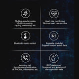 FitSmart Multi Function Smartwatch Wireless Touch Screen All In One - Black