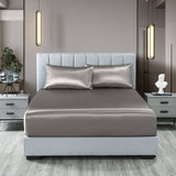 Royal Comfort Satin Sheet Set 3 Piece Fitted Sheet Pillowcase Soft  - King - Charcoal