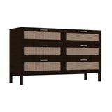 Casa Decor Tulum Rattan 6 Chest of Drawers Cabinet Bedroom Storage Tallboy Black