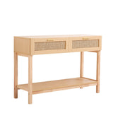 Casa Decor Santiago Rattan Console Table Entry Table Storage Hallway Wood Oak