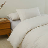 Royal Comfort Striped Flax Linen Blend Quilt Cover Set Soft Touch Bedding - Queen - Beige