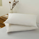 Royal Comfort Striped Flax Linen Blend Quilt Cover Set Soft Touch Bedding - Queen - Beige