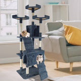 4Paws Cat Tree Scratching Post House Furniture Bed Luxury Plush Play 180cm - Grey