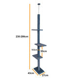 4Paws Cat Tree Scratching Post House Furniture Bed Luxury Plush Play 230cm - Grey