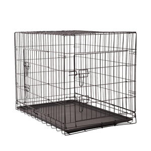 4Paws Dog Cage Pet Crate Cat Puppy Metal Cage ABS Tray Foldable Portable Black - 24