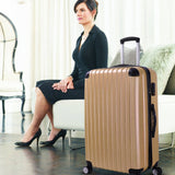 Milano Premium 3pc ABS Luggage Suitcase Luxury Hard Case Shockproof Travel Set - Gold