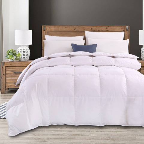 Royal Comfort Goose Feather And Down Quilt + Twin Pack 1000GSM Goose Pillows - King - White