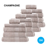 Royal Comfort 20 Piece Cotton Bamboo Towel Bundle Set 450GSM Luxurious Absorbent - Champagne