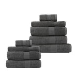 Royal Comfort 9 Piece Cotton Bamboo Towel Bundle Set 450GSM Luxurious Absorbent - Granite