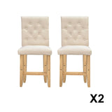 Milano Decor Hamptons Barstool Cream Chairs Kitchen Dining Chair Bar Stool - Two Pack - Cream