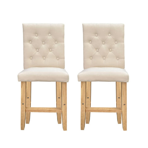 Milano Decor Hamptons Barstool Cream Chairs Kitchen Dining Chair Bar Stool - Two Pack - Cream