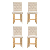Milano Decor Hamptons Barstool Cream Chairs Kitchen Dining Chair Bar Stool - Four Pack - Cream