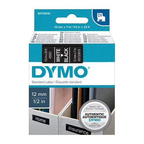 DYMO White on Black 12mmx7m Tape