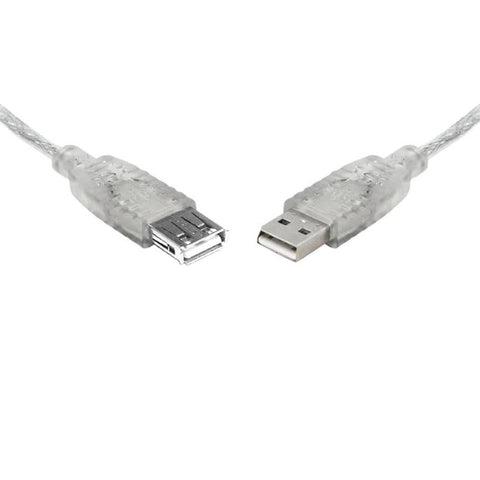 8WARE USB 2.0 Extension Cable 5m A to A Male to Female Transparent Metal Sheath Cable