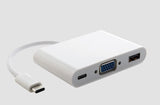 ASTROTEK Thunderbolt USB 3.1 Type C (USB-C) to VGA + USB + Card Reader Video Adapter Converter Male to Female for Apple Macbook Chromebook Pixel White