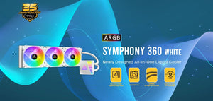 ANTEC SYMPHONY 360mm ARGB WHITE Advanced Liquid CPU Cooler, PWM LED Fan, PTFE Tubing, LGA 115x, 1200, 2011-v3, 2066, AM4, AM3+ FMx, TR4, 3 Yrs