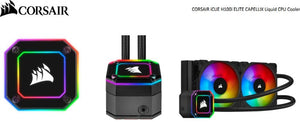 CORSAIR H100i Elite CAPELLIX 240mm Radiator Black, 2x ML120 RGB PWM Fans, Ultra Bright RGB Pump Head Liquid Cooling