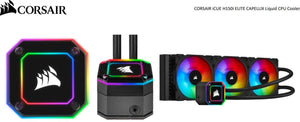 CORSAIR H150i Elite CAPELLIX 360mm Black Radiator, 3x ML120 RGB PWM Fans, Ultra Bright RGB Pump Head Liquid Cooling,