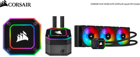 CORSAIR H150i Elite CAPELLIX 360mm Black Radiator, 3x ML120 RGB PWM Fans, Ultra Bright RGB Pump Head Liquid Cooling,
