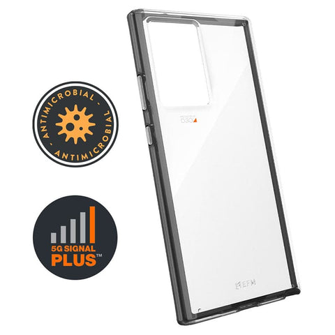 FORCE TECHNOLOGY Aspen Case for Samsung Galaxy Note20 - Clear/ Slate Grey (EFCDUSG266BLC), Antimicrobial, 6-meter drop tested to MIL-STD-810G-516, Shock protection