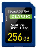 Team Classic SD Memory Card - 256GB - UHS (Ultra) Speed Class 1(U1), Supports Video Speed Class 10(V10).