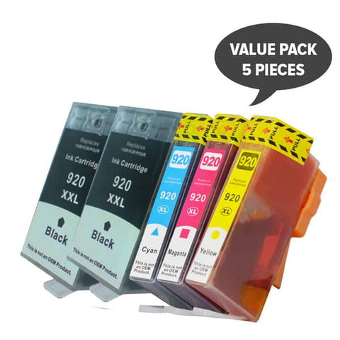 HP Compatible 920XL Compatible Inkjet Set PLUS Extra Black (5 Cartridges)