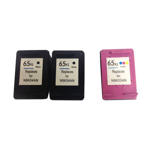 HP Compatible Remanufactured Value Pack (2 x HP65XL Black & 1 x HP65XL Color) with New Chip