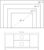 TV Console Unit with Open Storage Rustic Brown and Black Industrial