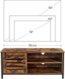 TV Cabinet for up to 127cm TVs with Louvred Door 2 Shelves for Living Room and Bedroom Rustic Brown and Black