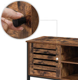 TV Cabinet for up to 127cm TVs with Louvred Door 2 Shelves for Living Room and Bedroom Rustic Brown and Black