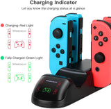 5 in 1 Controller Charger Dock for Nintendo Switch Joy-Cons and Pro Controller with LED Indicator and Type-C Charging Cable