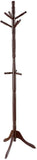 Brown Coat Rack with Stand Wooden Hat and 9 Hooks Hanger Walnut tree
