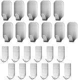 23 Pieces Stainless Steel Waterproof Self Adhesive Dual Wall Hooks for Bathroom, Bedroom and Kitchen