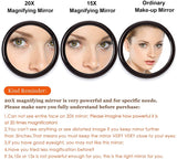 20X Magnifying Hand Mirror with Suction Cups Use for Makeup Application, Tweezing, and Blackhead/Blemish Removal (15 cm Black)