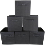 Pack of 6 Foldable Fabric Basket Bin Storage Cube for Nursery, Office and Home Decor (Black)