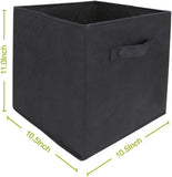Pack of 6 Foldable Fabric Basket Bin Storage Cube for Nursery, Office and Home Decor (Black)