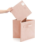 Pack of 6 Foldable Fabric Basket Bin Storage Cube for Nursery, Office and Home Decor (Pink)