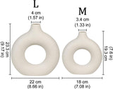 Ceramic Set of 2 Creative Round White Vases for Home Decor