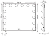 Hollywood Makeup Mirror with Lights (Silver, 60 x 53cm)