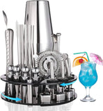35 Pieces Cocktail Shaker Set Bartender Kit with Rotating 360 Display Stand and Professional Bar Set Tools