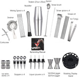 35 Pieces Cocktail Shaker Set Bartender Kit with Rotating 360 Display Stand and Professional Bar Set Tools