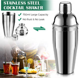 Cocktail Shaker Set Bartender Kit with Bamboo frame and 10 Pieces Stainless Steel Bar Tool Set