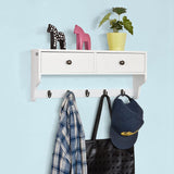 Wall Rack with 2 Drawers and 5 Hooks