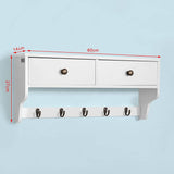 Wall Rack with 2 Drawers and 5 Hooks