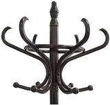CARLA HOME Brown Coat Rack with Stand Wooden Hat and 12 Hooks Hanger Walnut tree