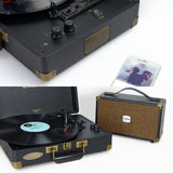 mbeat Woodstock II Black Retro Bluetooth (TX/RX) Turntable