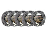 Precision Audio 5 Pack XLR to XLR Braided Studio Microphone Lead Low Noise Silver MLEADWEAVE10 10m