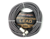 Precision Audio 5 Pack XLR to XLR Braided Studio Microphone Lead Low Noise Silver MLEADWEAVE10 10m