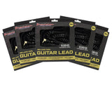 Precision Audio 5 Pack 1/4" To 1/4" 6.35mm Deluxe Coil Studio Guitar Lead Straight to Straight GLEADC3 3m