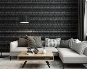10PCS 3D Foam Black Brick Self Adhesive Home Wallpaper Panels 70 x 77cm